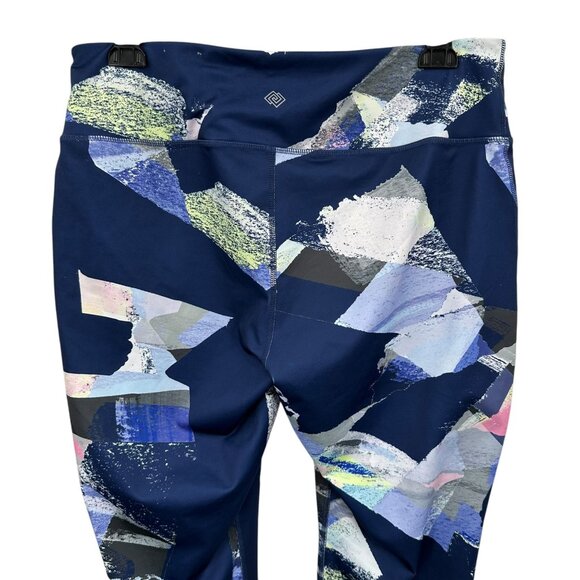 Zelos 2X Plus Size Performance Leggings Blue Abstract Print Running Walking Gym - Picture 6 of 9